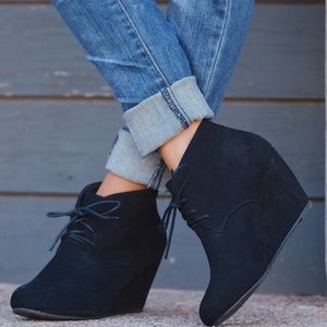 Bella Marie Sally Vegan Suede Wedge Bootie